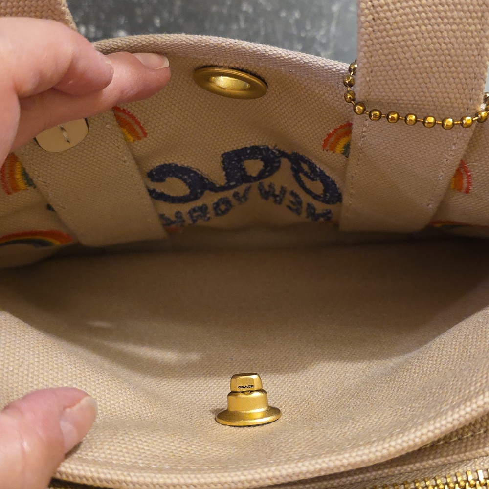 Coach Pride Rainbow Field Tote 22 Canvas Beige Bag--NWOT - Picture 5 of 11